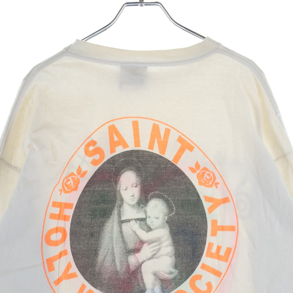 SAINT MICHAEL(セントマイケル) 24SS LS TEE PINK HEART ピンクハート クルーネック 長袖Tシャツ カットソー ホワイト SM-YS8-0000-020