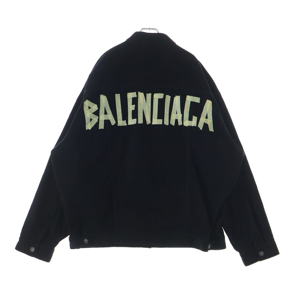 BALENCIAGA(バレンシアガ) オーバーサイズ テープロゴデニムジャケット ブラック 736738 TNW11