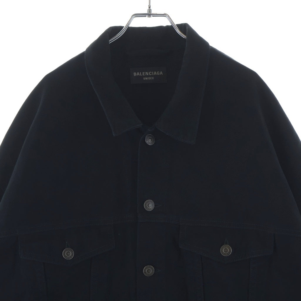 BALENCIAGA(バレンシアガ) オーバーサイズ テープロゴデニムジャケット ブラック 736738 TNW11