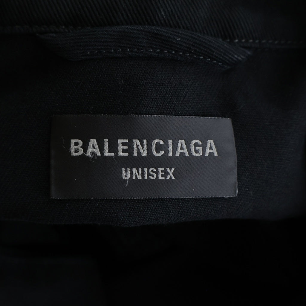 BALENCIAGA(バレンシアガ) オーバーサイズ テープロゴデニムジャケット ブラック 736738 TNW11