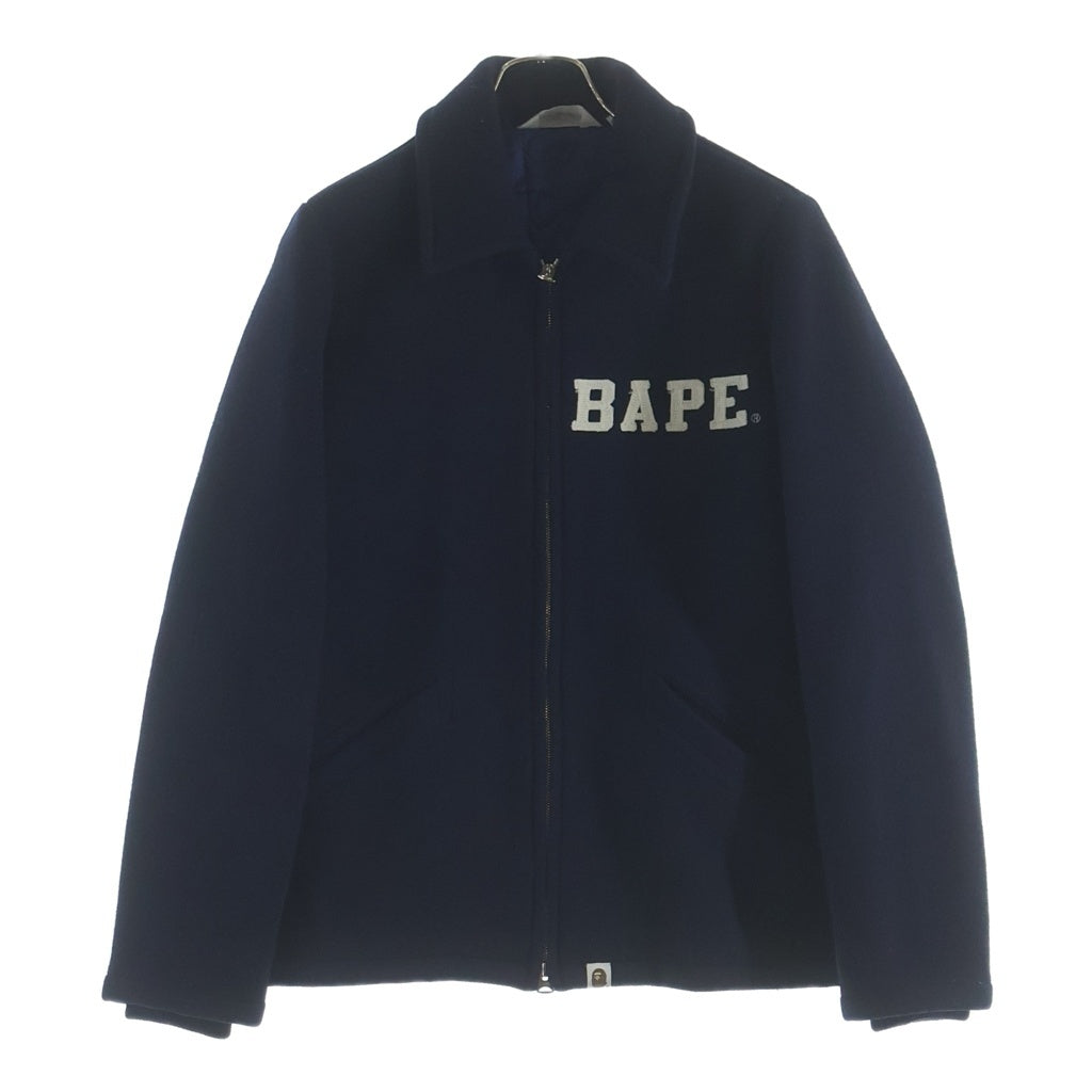 A BATHING APE(アベイシングエイプ) ウールメルトンジャケット ジップアップブルゾン ネイビー