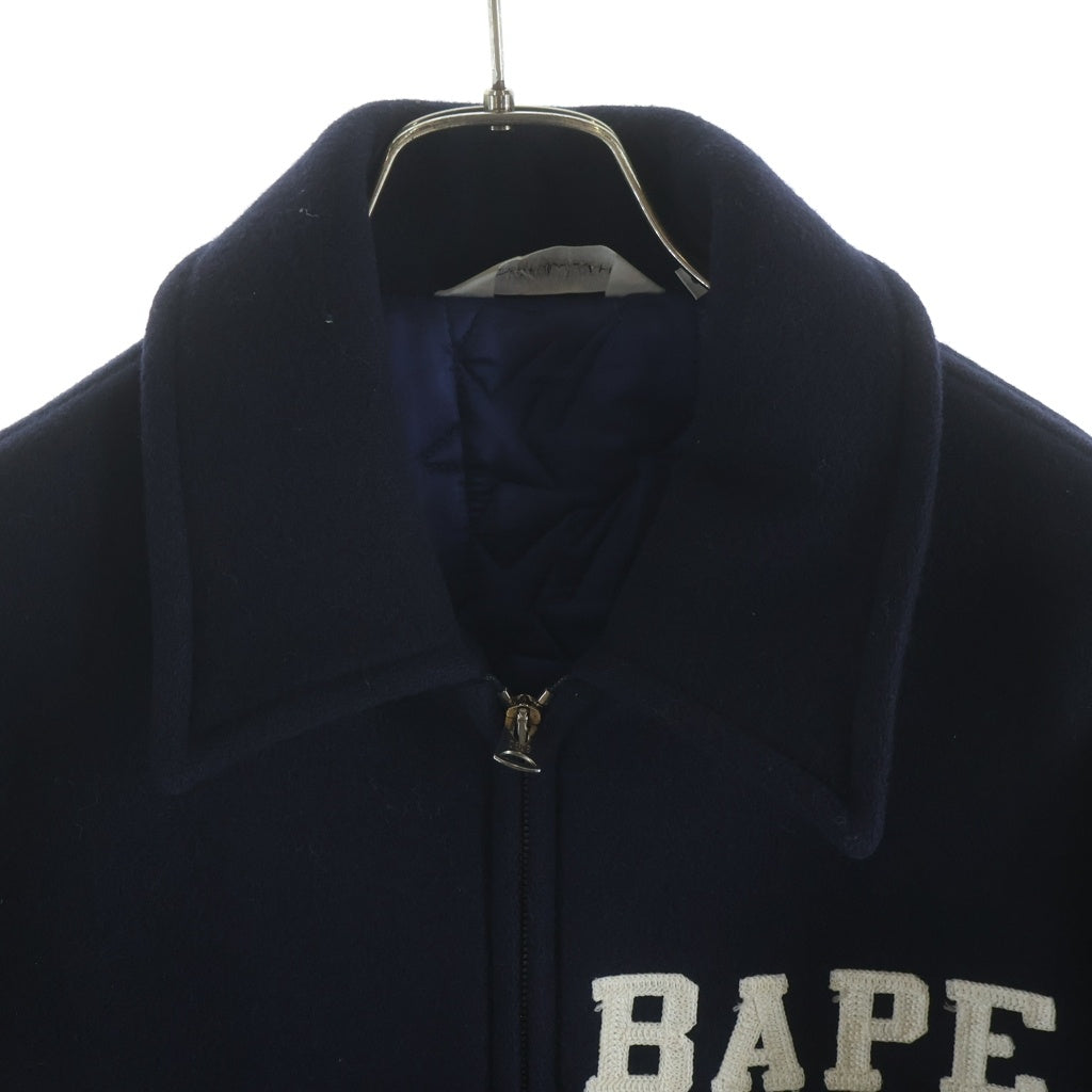 A BATHING APE(アベイシングエイプ) ウールメルトンジャケット ジップアップブルゾン ネイビー