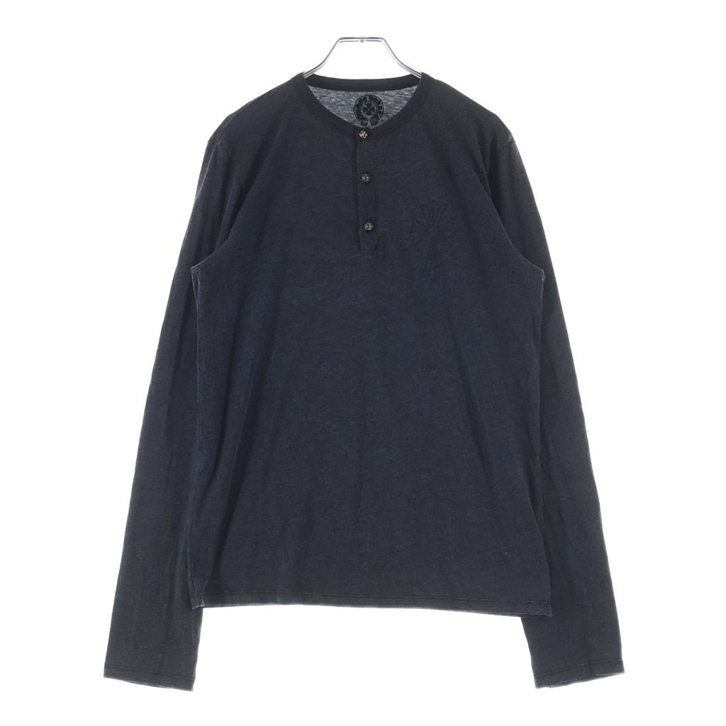 CHROME HEARTS(クロムハーツ) OLD オールド クロスボールボタン ヘンリーネック長袖カットソーTシャツ グレー