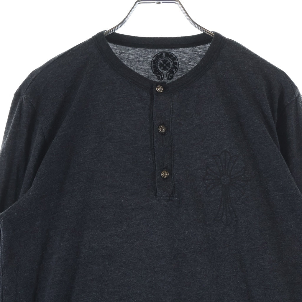 CHROME HEARTS(クロムハーツ) OLD オールド クロスボールボタン ヘンリーネック長袖カットソーTシャツ グレー