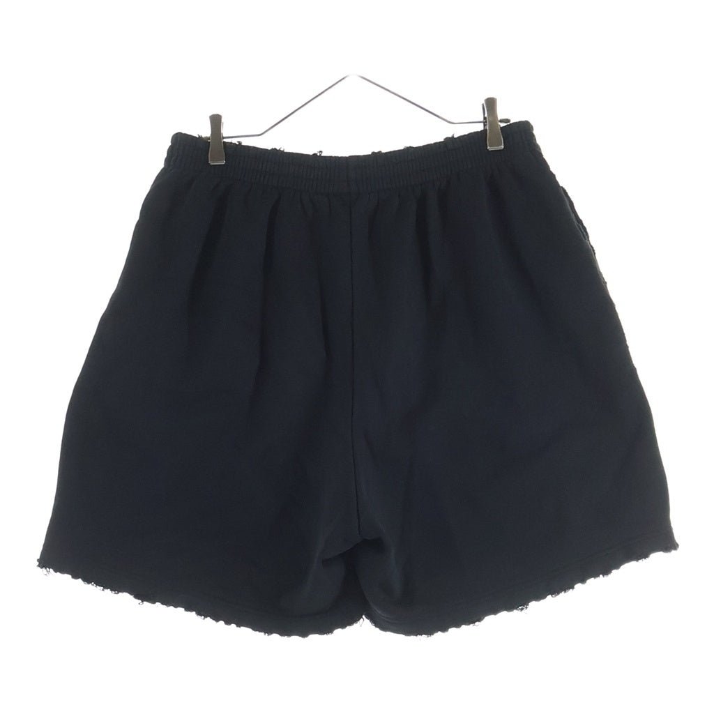 BALENCIAGA(バレンシアガ) ロゴラインストーン ダメージ加工 スウェットショートパンツ ブラック 676137 TQVY1