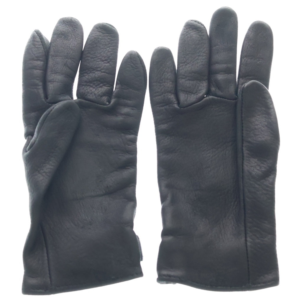 CHROME HEARTS(クロムハーツ) GLOVE レザーグローブ ホースシューロゴボタンレザー手袋 ブラック