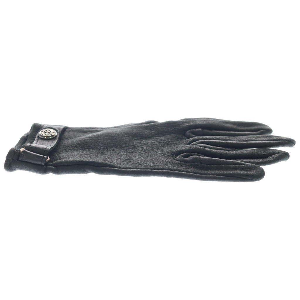 CHROME HEARTS(クロムハーツ) GLOVE レザーグローブ ホースシューロゴボタンレザー手袋 ブラック