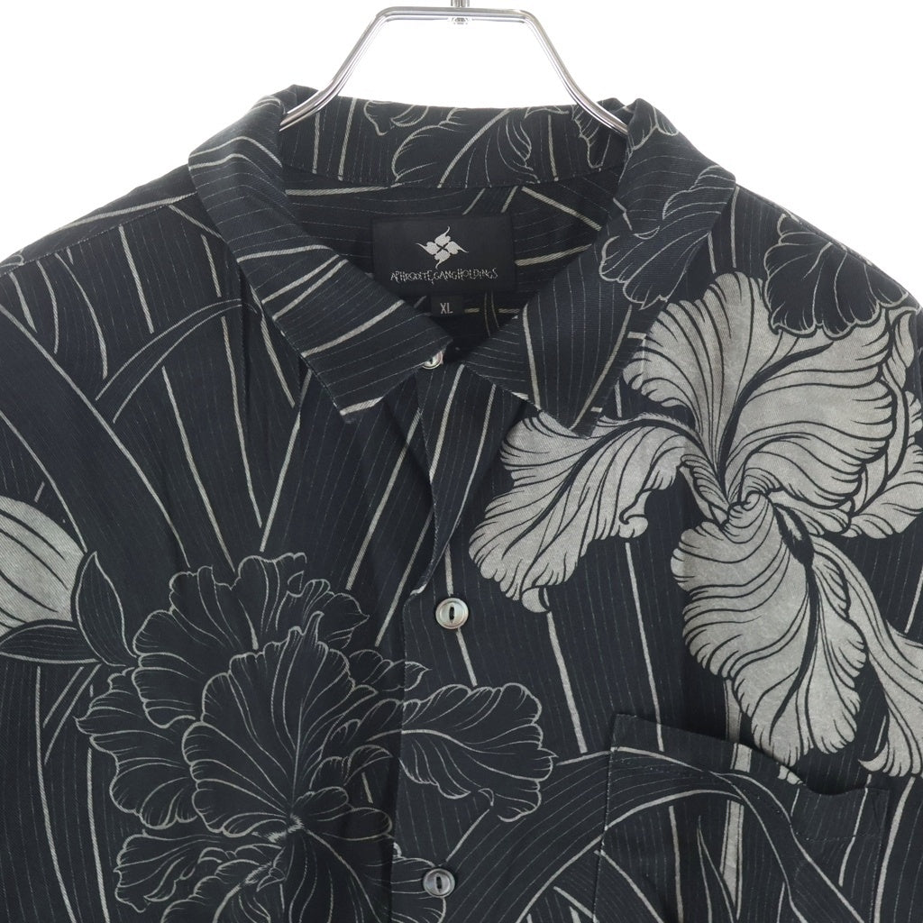 BUDSPOOL(バッズプール) ×GAKKIN 菖蒲華 HAWAIIAN SHIRT ガッキン ハワイアン 半袖シャツ ブラック