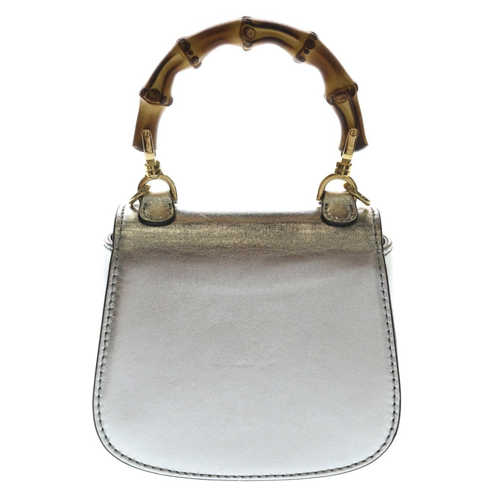 GUCCI(グッチ) バンブー ミニ レザー 2WAY ショルダーバッグ ハンドバッグ シルバー 686864 レディース