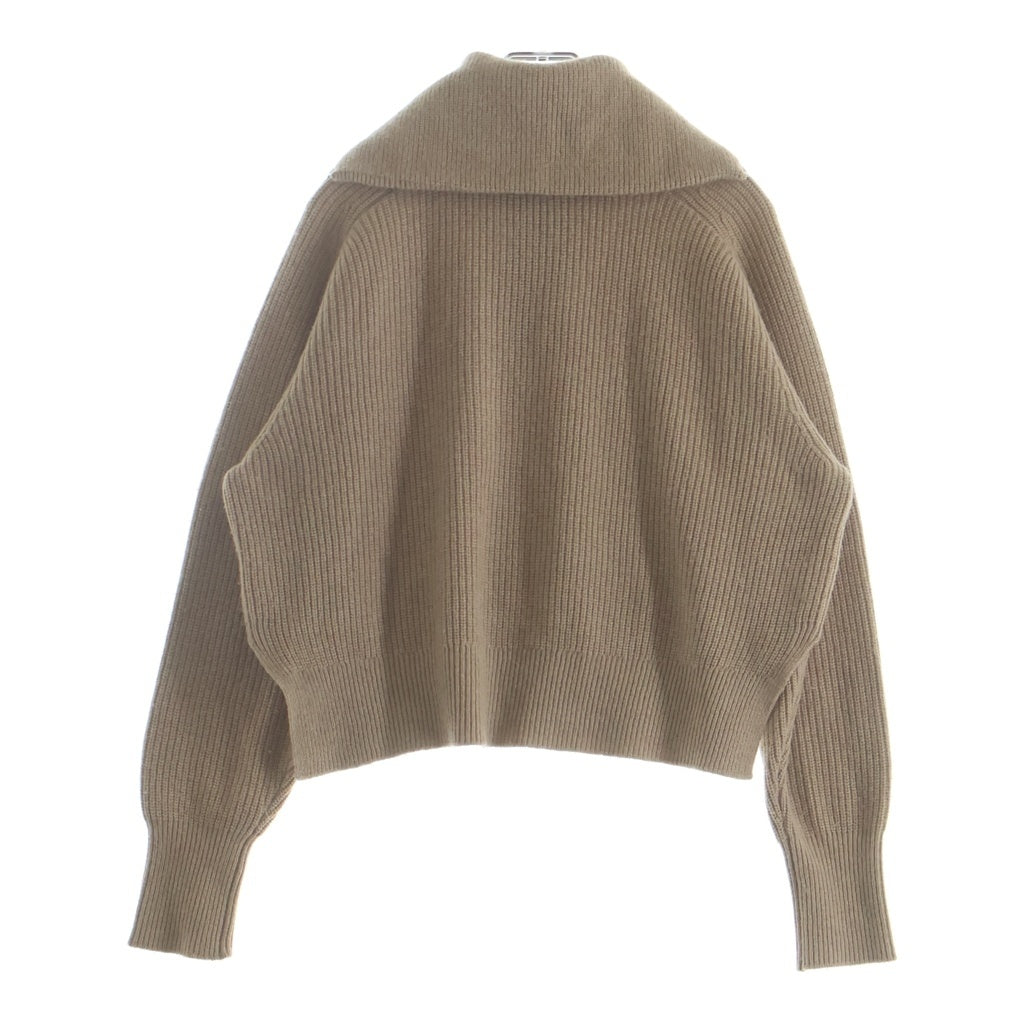 MAISON KITSUNE(メゾンキツネ) フォックスパッチ リブニットハーフジップ セーター ブラウン レディース