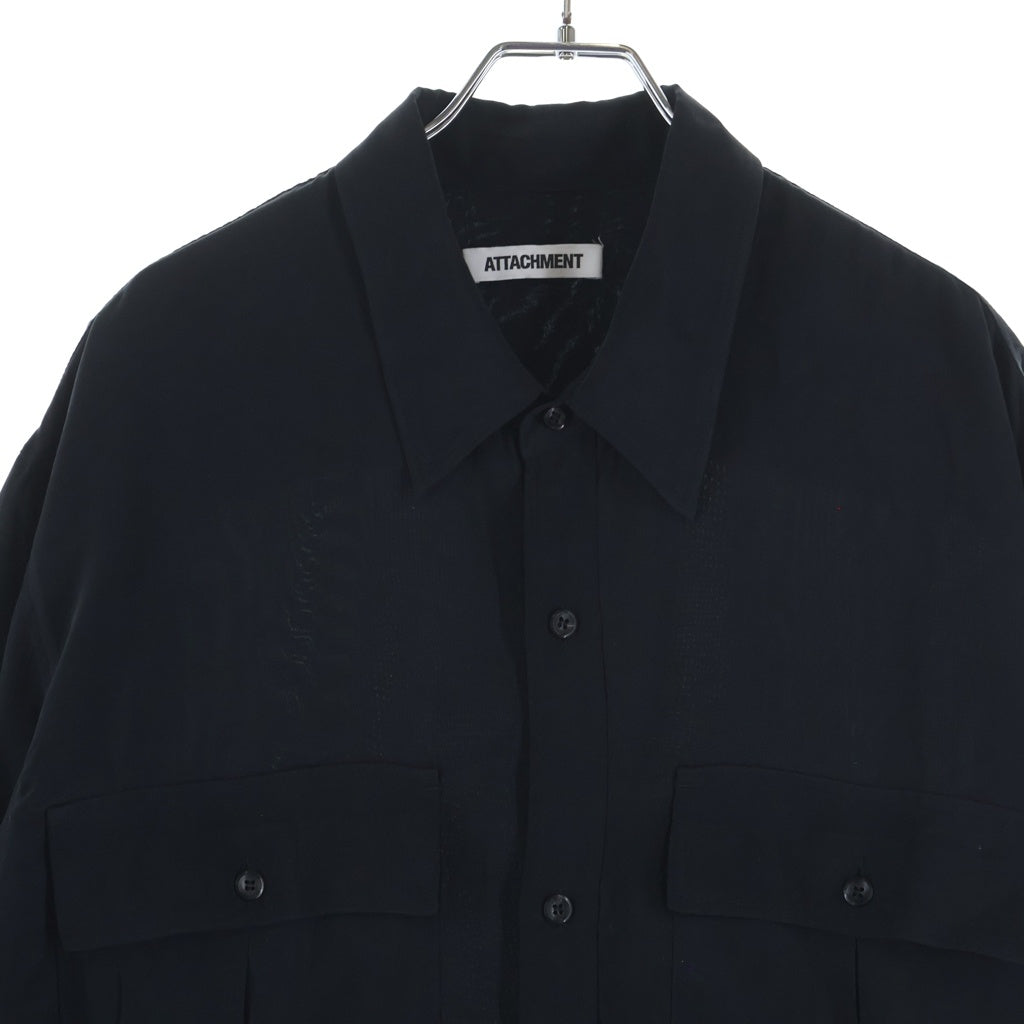 ATTACHMENT(アタッチメント) CU/RY FIBRIL TAFFETA PATCH POCKET L/S SHIRT 長袖シャツ ブラック