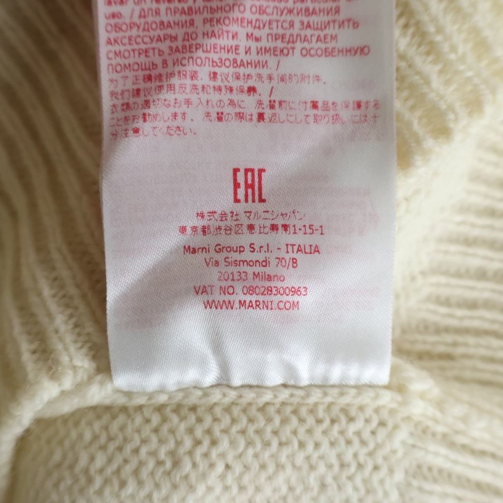 MARNI(マルニ) 22AW シェットランド フロント刺繍 クルーネック長袖ニット ベージュ GCMG0262Q0