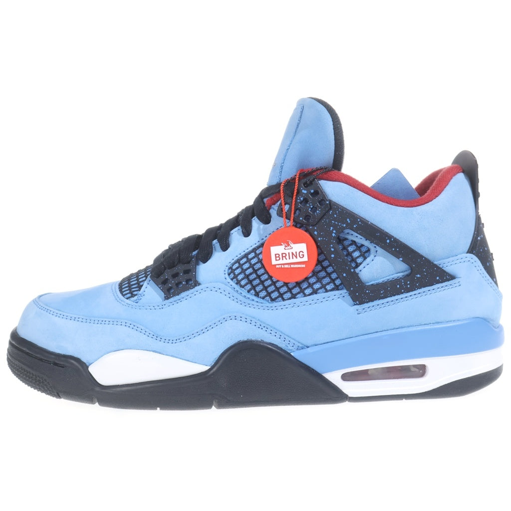 NIKE(ナイキ) ×TRAVIS SCOTT AIR JORDAN4 RETRO CACTUSJACK UNIVERSITYBLUE エアジョーダン4 レトロ カクタスジャック レザーハイカットスニーカー ブルー 308497-406 US10/28cm
