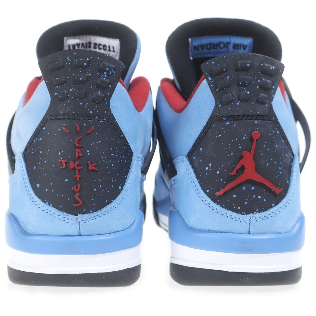 NIKE(ナイキ) ×TRAVIS SCOTT AIR JORDAN4 RETRO CACTUSJACK UNIVERSITYBLUE エアジョーダン4 レトロ カクタスジャック レザーハイカットスニーカー ブルー 308497-406 US10/28cm