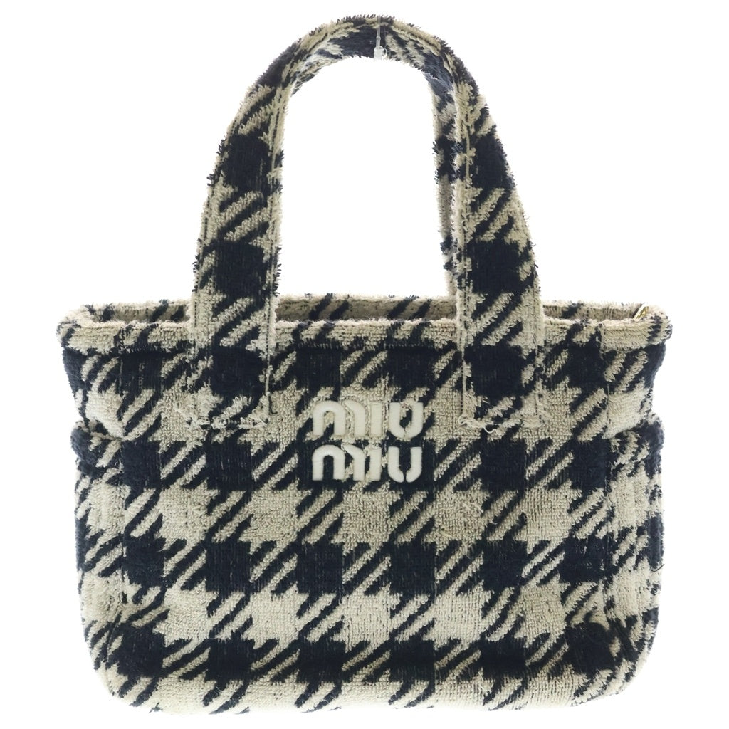 miumiu(ミュウミュウ) チェック柄 2WAY ハンドバッグ ブラック/ホワイト レディース