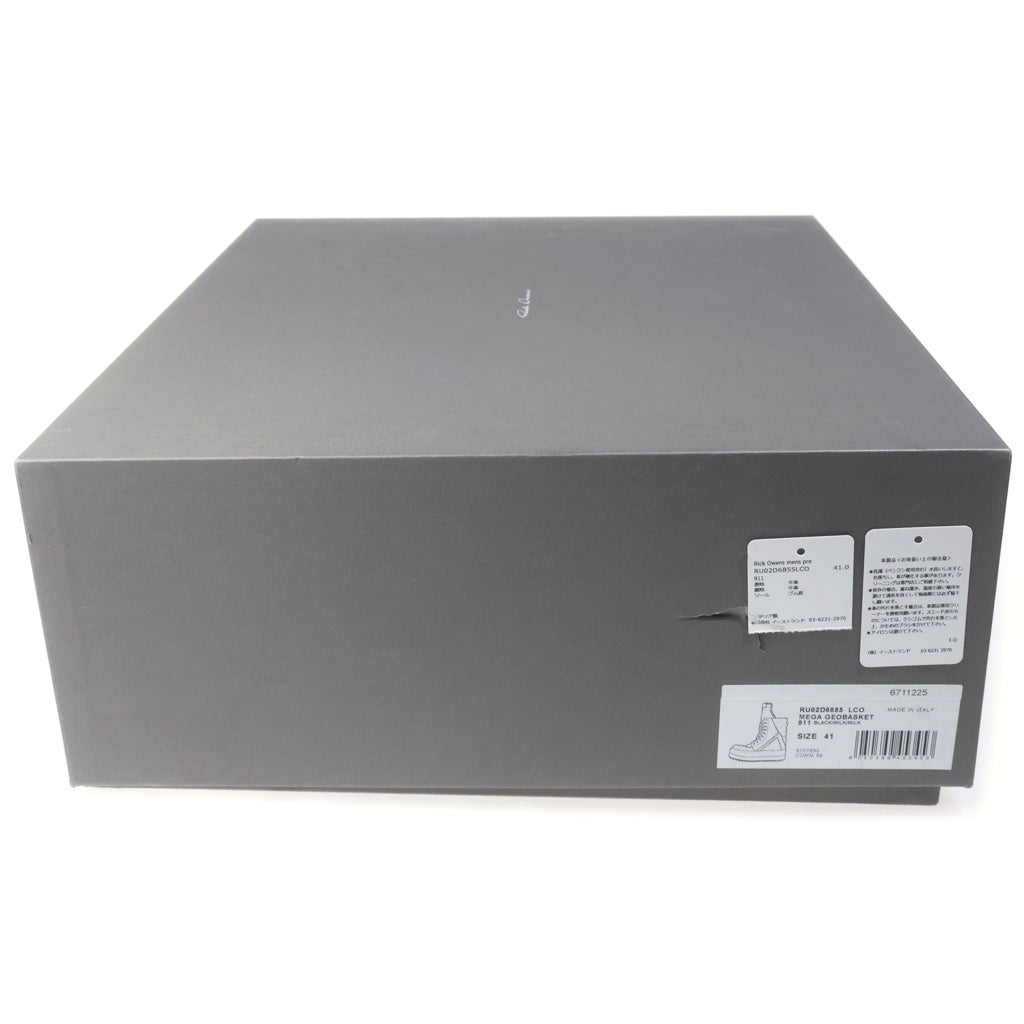 Rick Owens(リックオウエンス) Mega Geobasket Leather Sneakers メガジオバスケット レザー スニーカーズ 41 ブラック/ホワイト RU02D6855LCO