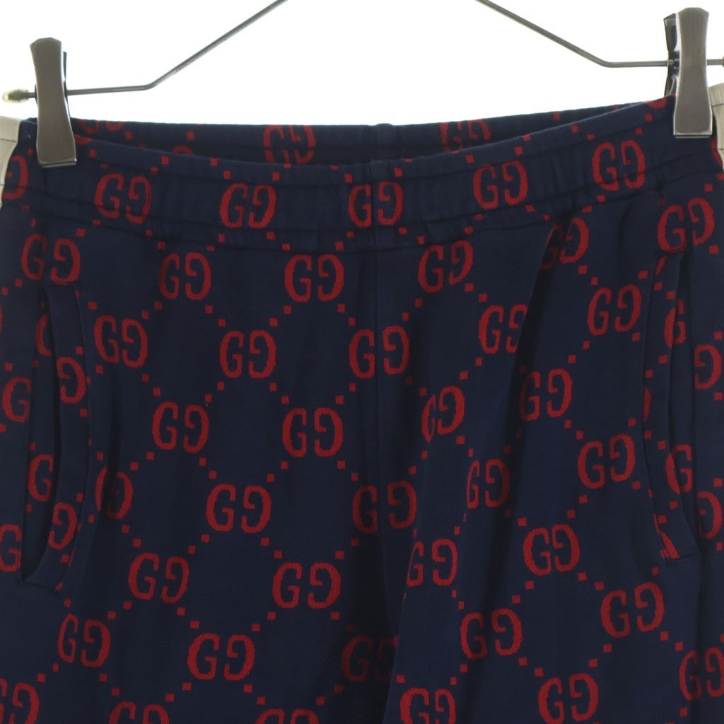 GUCCI(グッチ) 18SS GG Jacquard Sweat Pants GGジャカードスウェットテクニカルパンツ サイドシェリーライン総柄トラックパンツ レッド 496920 X9L13