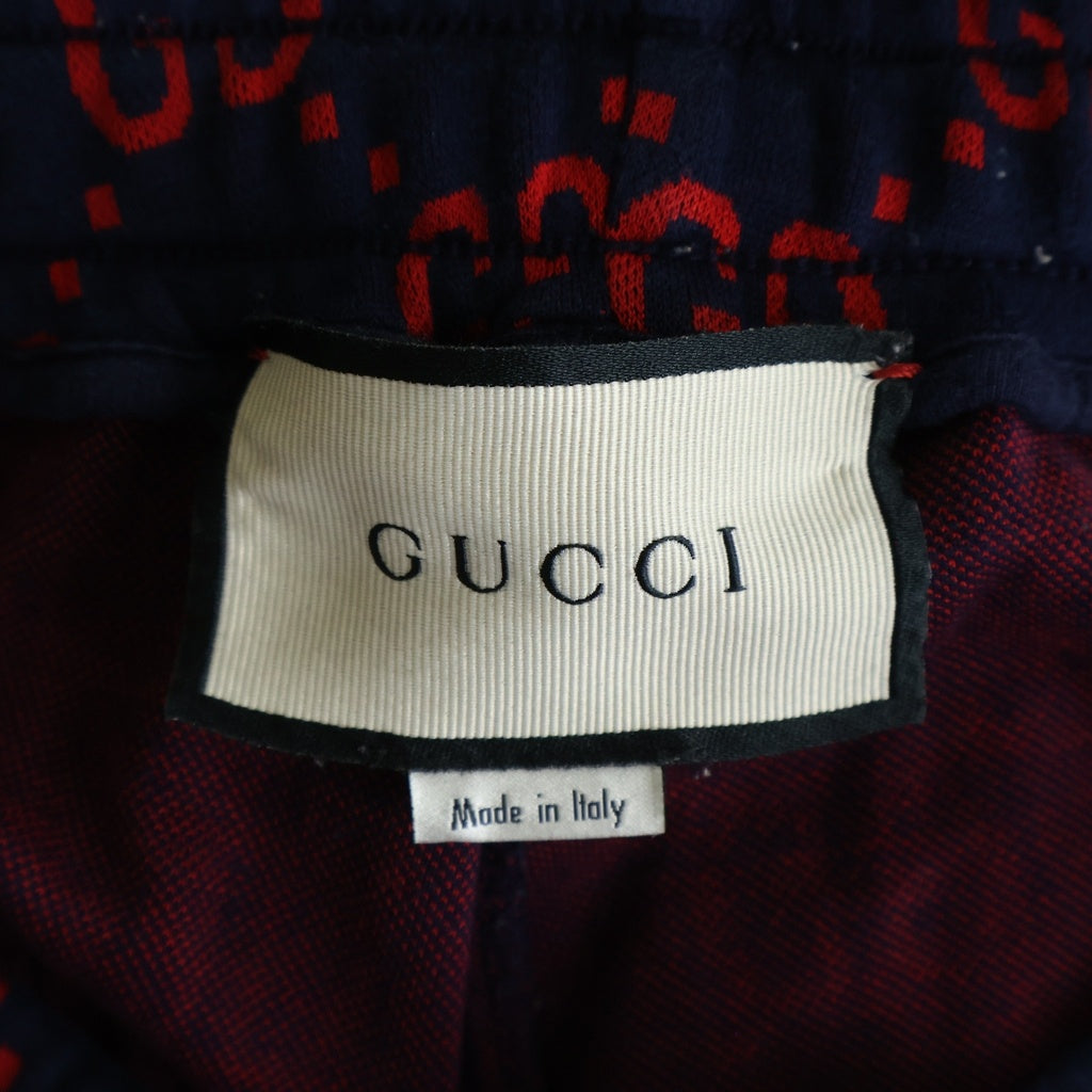 GUCCI(グッチ) 18SS GG Jacquard Sweat Pants GGジャカードスウェットテクニカルパンツ サイドシェリーライン総柄トラックパンツ レッド 496920 X9L13