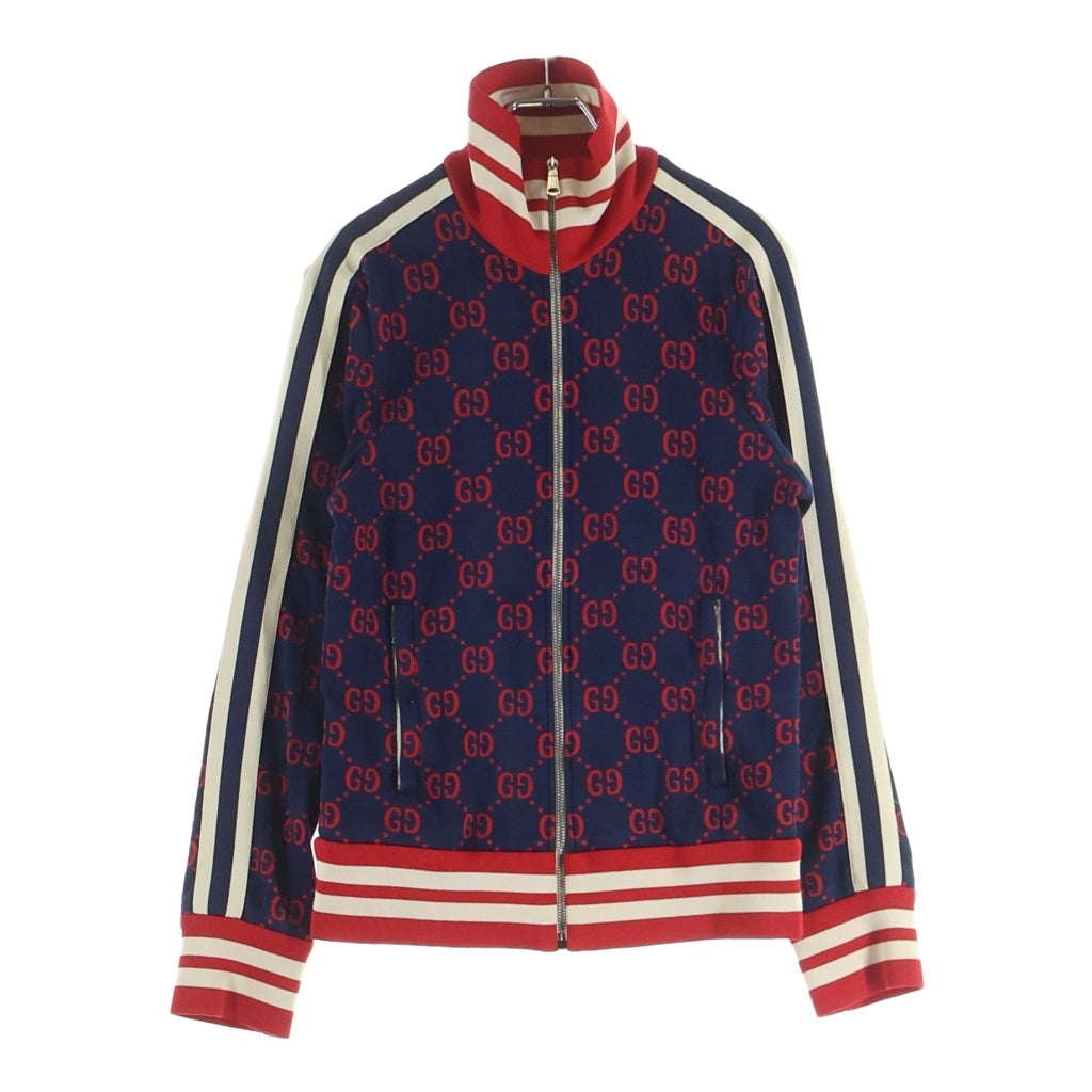 GUCCI(グッチ) 18SS GG Jacquard Cotton Jacket GGジャガード コットンジャケット 総柄トラックジャケット ネイビー/レッド 496919 X9L13