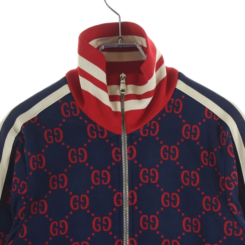 GUCCI(グッチ) 18SS GG Jacquard Cotton Jacket GGジャガード コットンジャケット 総柄トラックジャケット ネイビー/レッド 496919 X9L13
