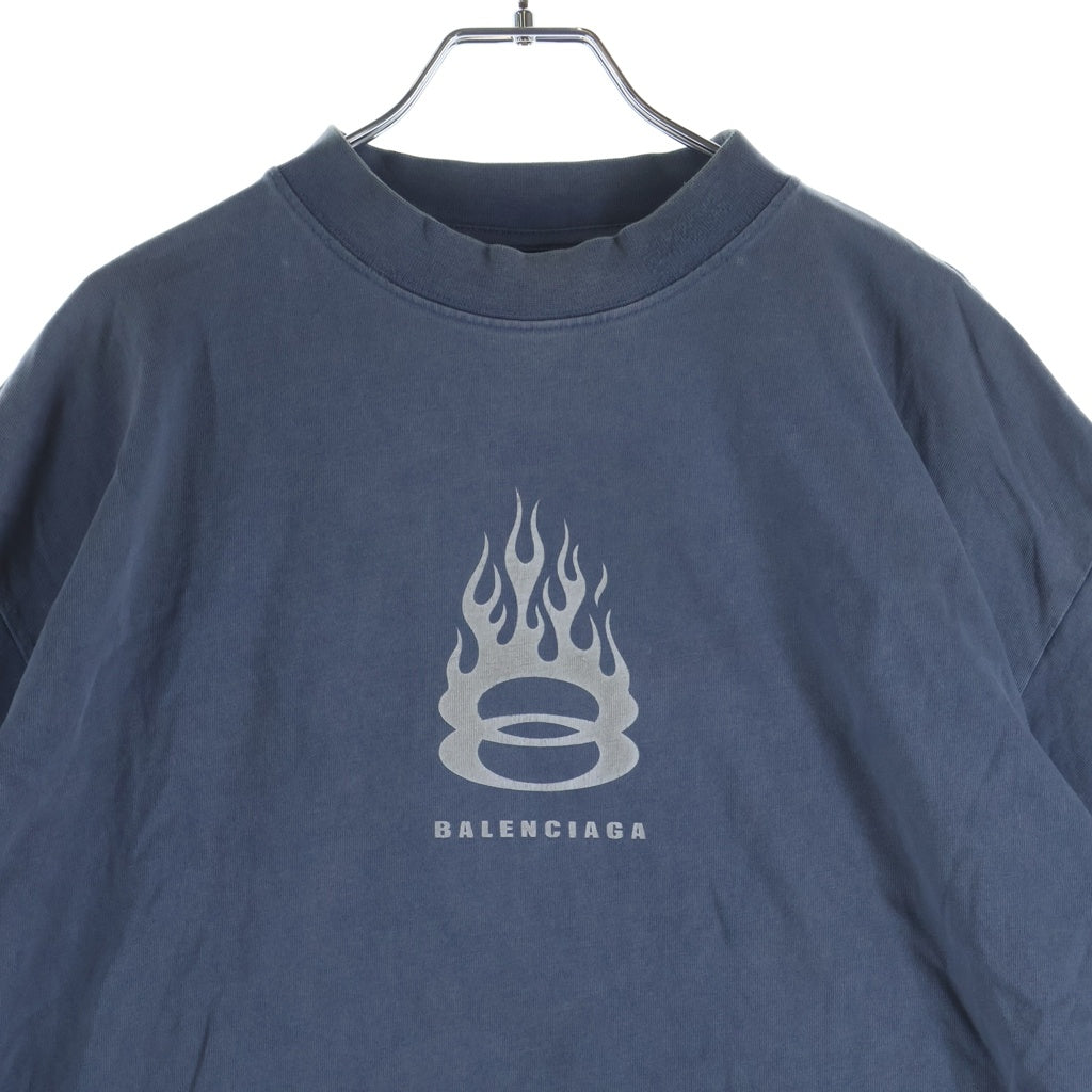 BALENCIAGA(バレンシアガ) 24SS FLAME SHORT SLEEVE T-SHIRT フレイムロゴ半袖Tシャツ カットソー ブルー 787349 TQVW7