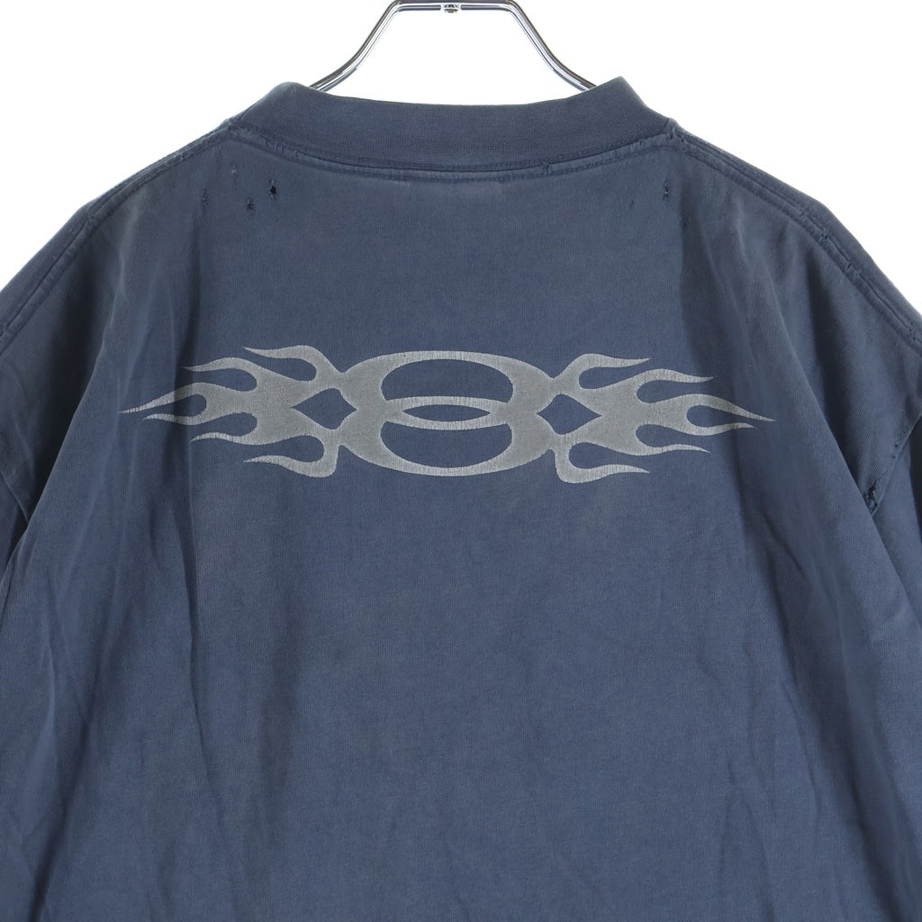 BALENCIAGA(バレンシアガ) 24SS FLAME SHORT SLEEVE T-SHIRT フレイムロゴ半袖Tシャツ カットソー ブルー 787349 TQVW7