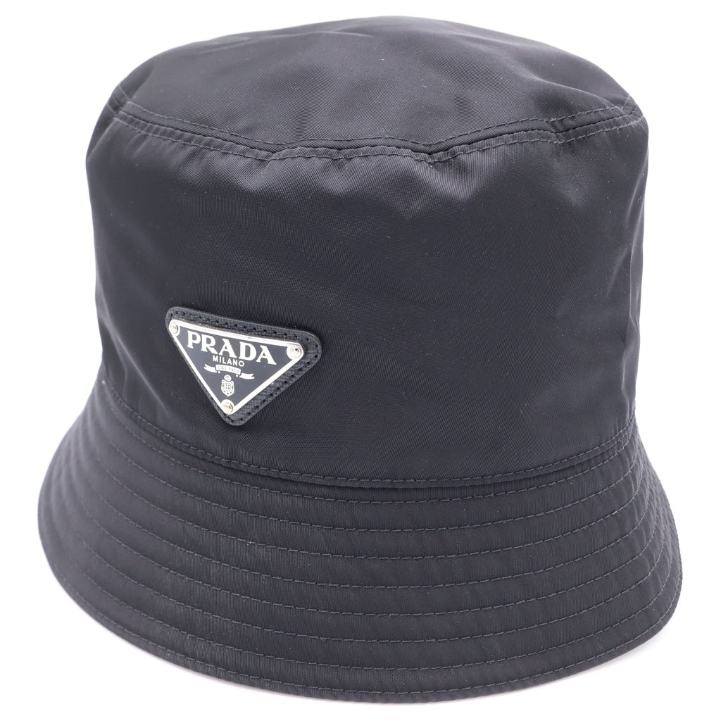 PRADA(プラダ) トライアングルロゴ バケットハット 帽子 ブラック 2HC137 2DMI