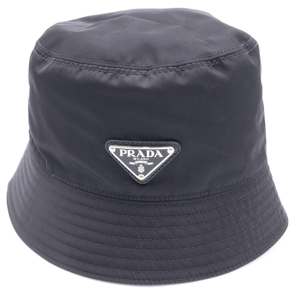 PRADA(プラダ) トライアングルロゴ バケットハット 帽子 ブラック 2HC137 2DMI
