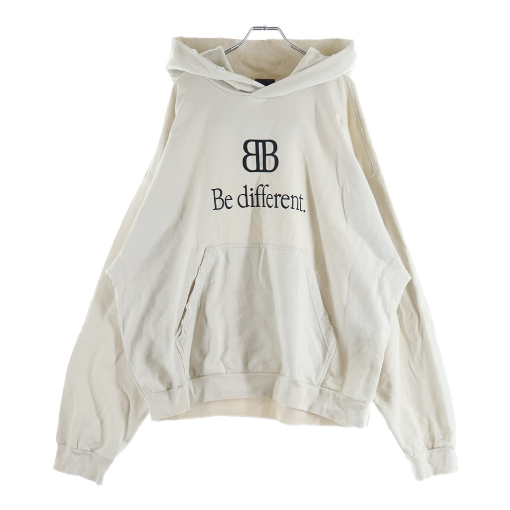 BALENCIAGA(バレンシアガ) Be different デストロイ加工 プルオーバーパーカー フーディー ベージュ 720426 TNVV1
