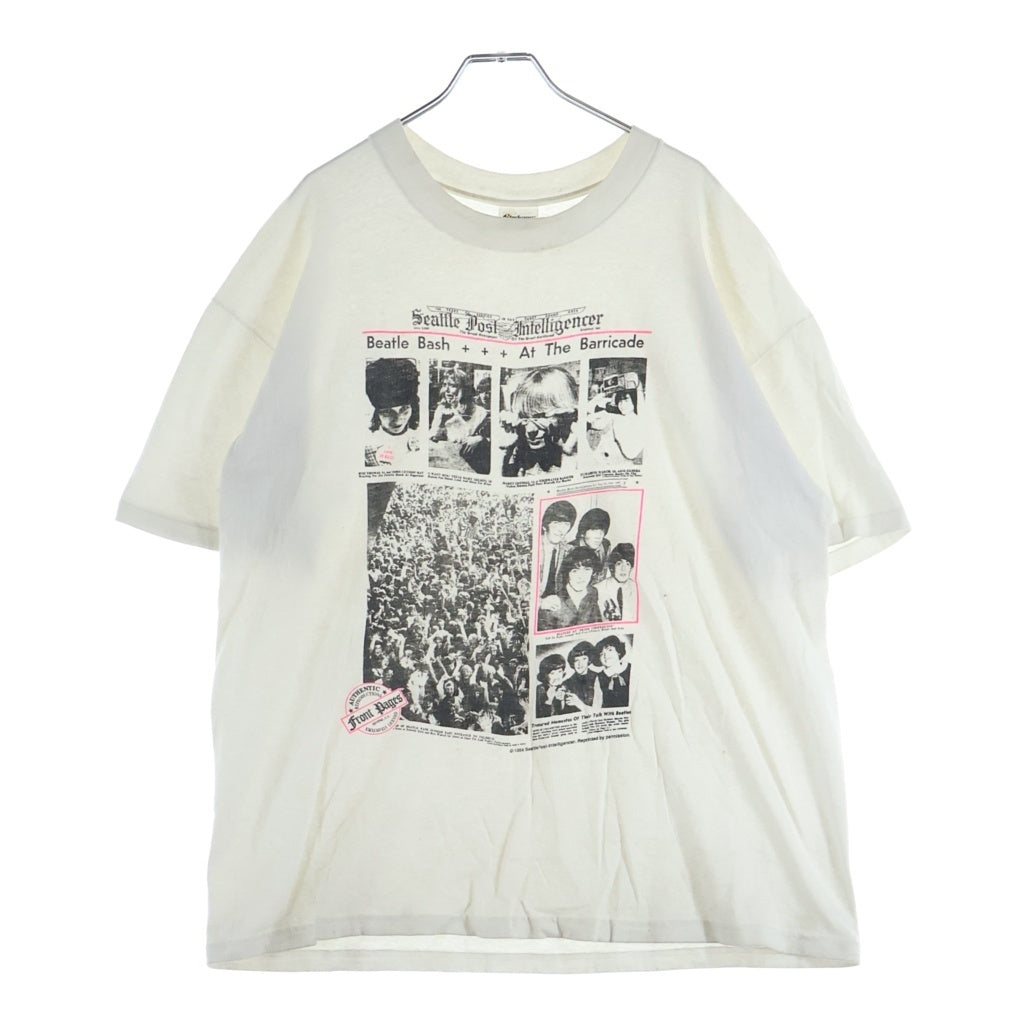 VINTAGE(ヴィンテージ) 80S BEATLES NEWSPAPER TEE ヴィートルズ ニュースペーパープリント クルーネック 半袖カットソーTシャツ ホワイト