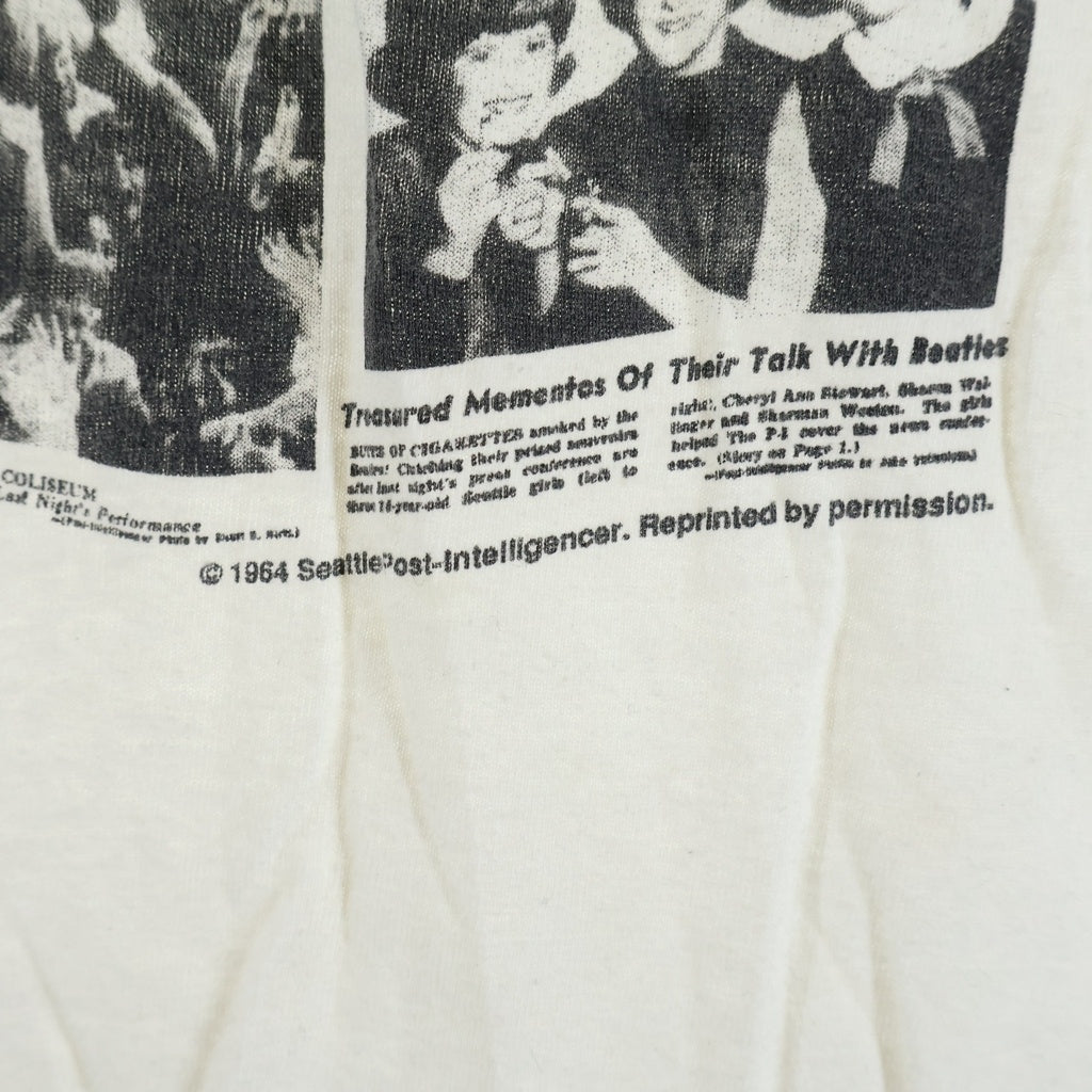 VINTAGE(ヴィンテージ) 80S BEATLES NEWSPAPER TEE ヴィートルズ ニュースペーパープリント クルーネック 半袖カットソーTシャツ ホワイト