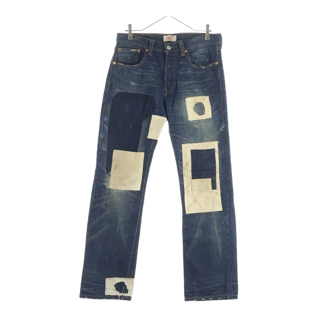 Levi's(リーバイス) 00S 栄光商事期 501 リペア加工 リメイクデニムパンツ インディゴ