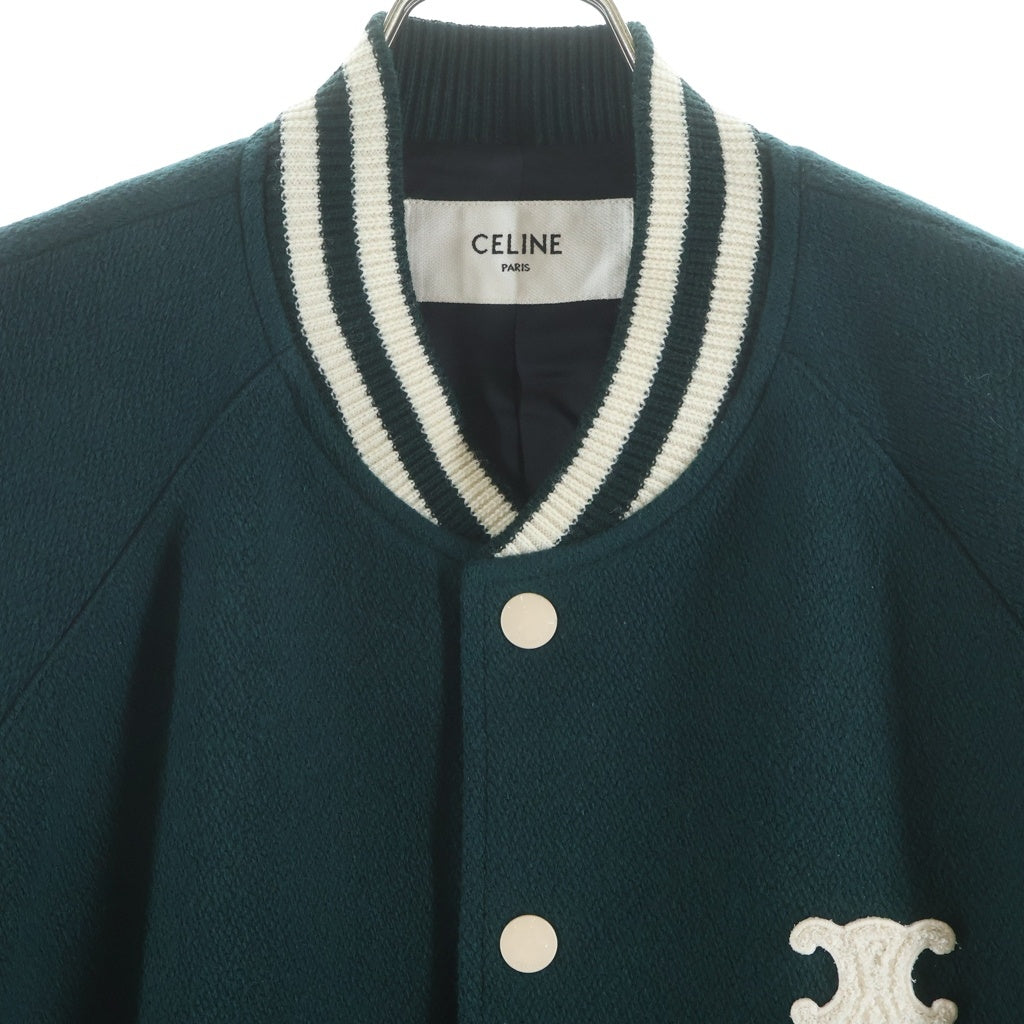 CELINE(セリーヌ) 25SS TRIOMPHE TEDDY JACKET トリンオフ ボタンアップ ウールテディジャケット グリーン RV0L4896C-31VP