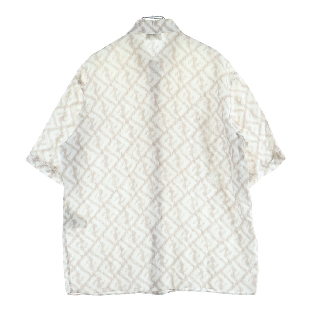 FENDI(フェンディ) ズッカ柄 襟付き リネン半袖シャツ ホワイト FS0795 AN0K