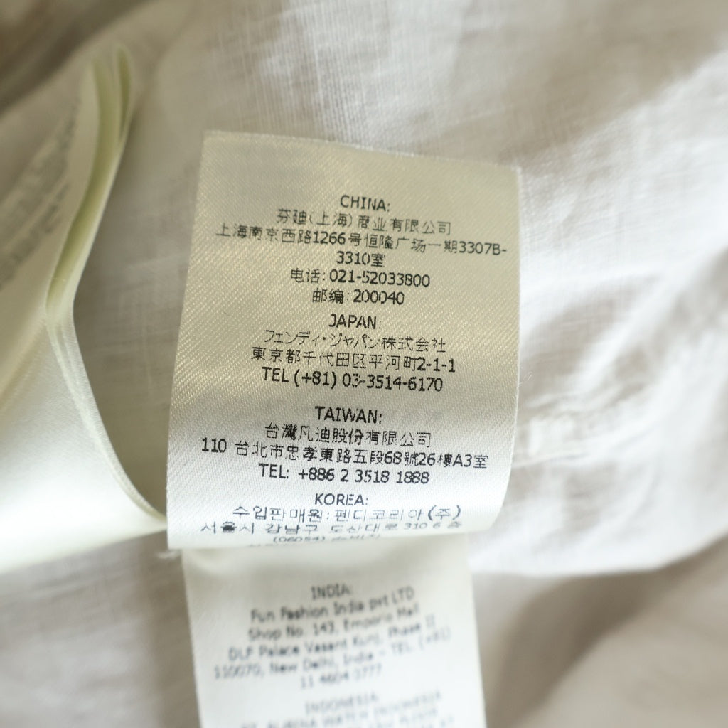 FENDI(フェンディ) ズッカ柄 襟付き リネン半袖シャツ ホワイト FS0795 AN0K
