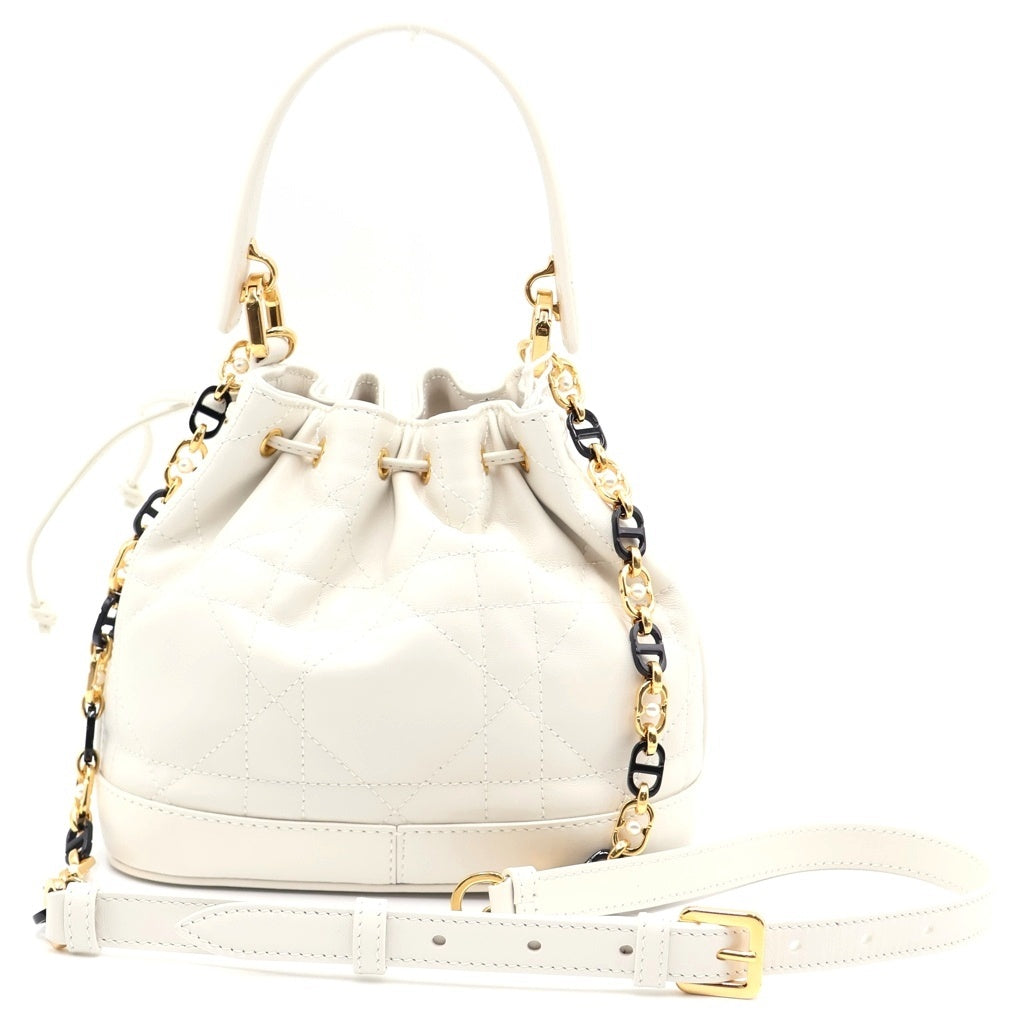Christian Dior(クリスチャンディオール) ジョリエ バケットバッグ ラムスキン ホワイト GD金具 M2780UNKW レディース