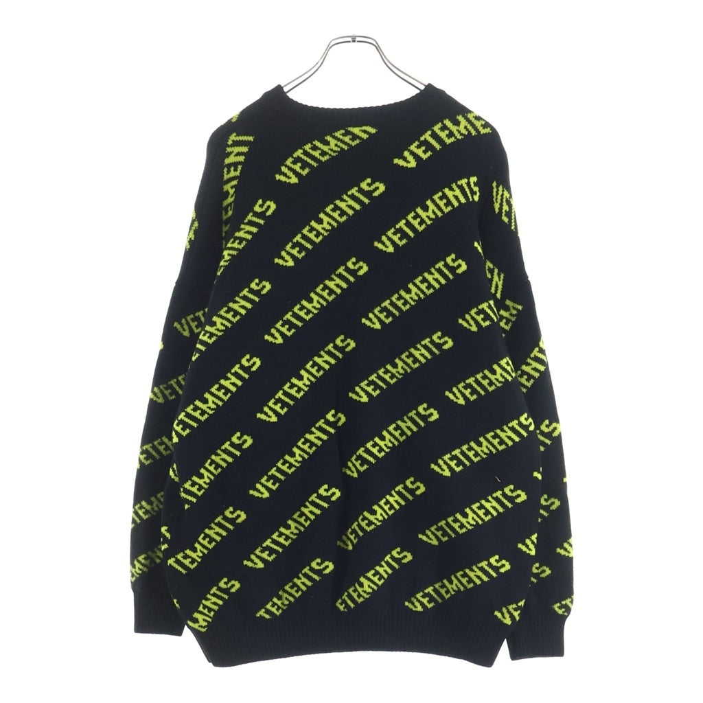 VETEMENTS(ヴェトモン) 21AW ロゴ総柄 ジャガードニット セーター ブラック UA52KN600B UA52KN600B