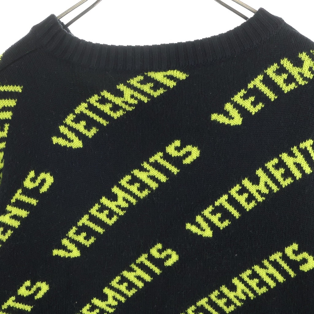 VETEMENTS(ヴェトモン) 21AW ロゴ総柄 ジャガードニット セーター ブラック UA52KN600B UA52KN600B