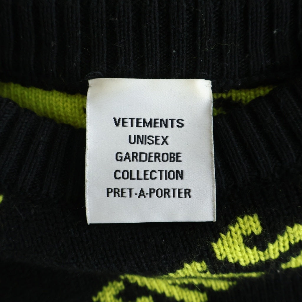 VETEMENTS(ヴェトモン) 21AW ロゴ総柄 ジャガードニット セーター ブラック UA52KN600B UA52KN600B