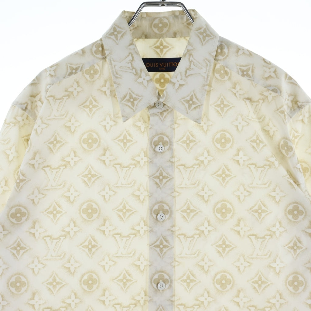 LOUIS VUITTON(ルイヴィトン) モノグラムサンド総柄 襟付き長袖シャツ ホワイト RM232MZR6 HPS33W