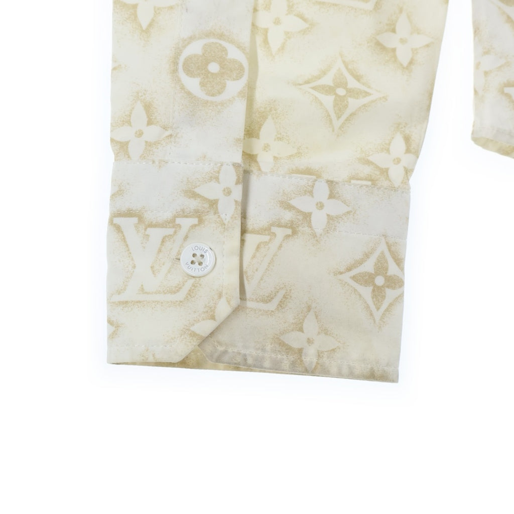 LOUIS VUITTON(ルイヴィトン) モノグラムサンド総柄 襟付き長袖シャツ ホワイト RM232MZR6 HPS33W