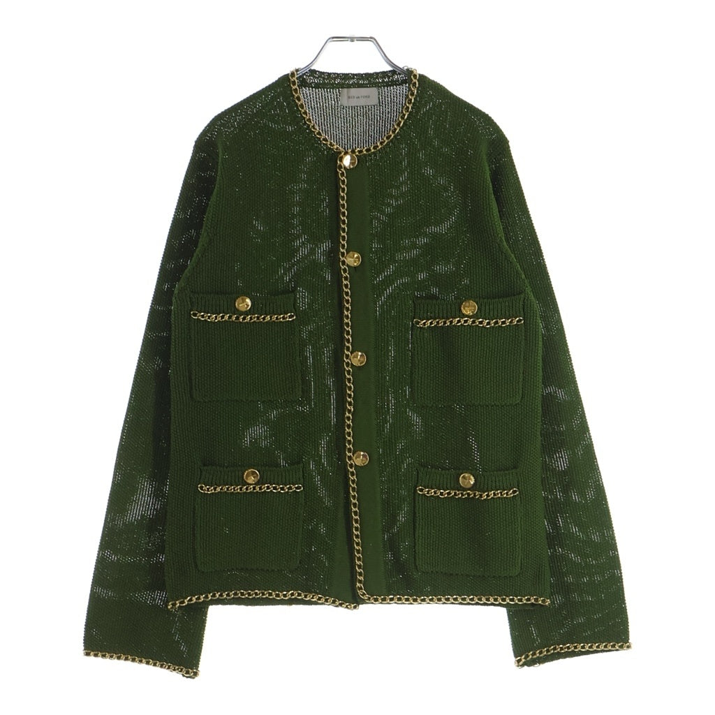 BED J.W. FORD(ベッドフォード) 25SS Chain Knit チェーンニット カーディガン グリーン/ゴールド 25SS-B-KT01