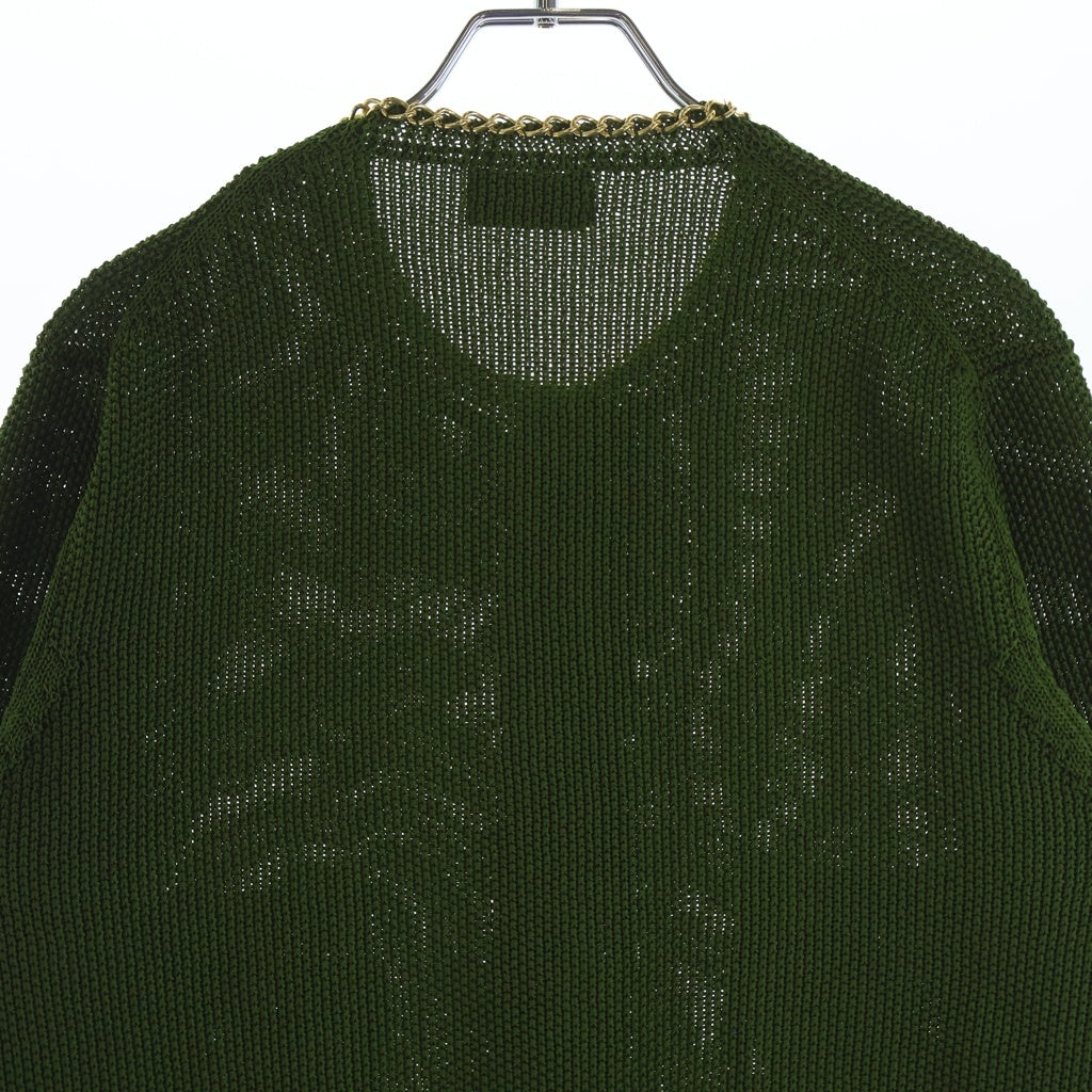 BED J.W. FORD(ベッドフォード) 25SS Chain Knit チェーンニット カーディガン グリーン/ゴールド 25SS-B-KT01