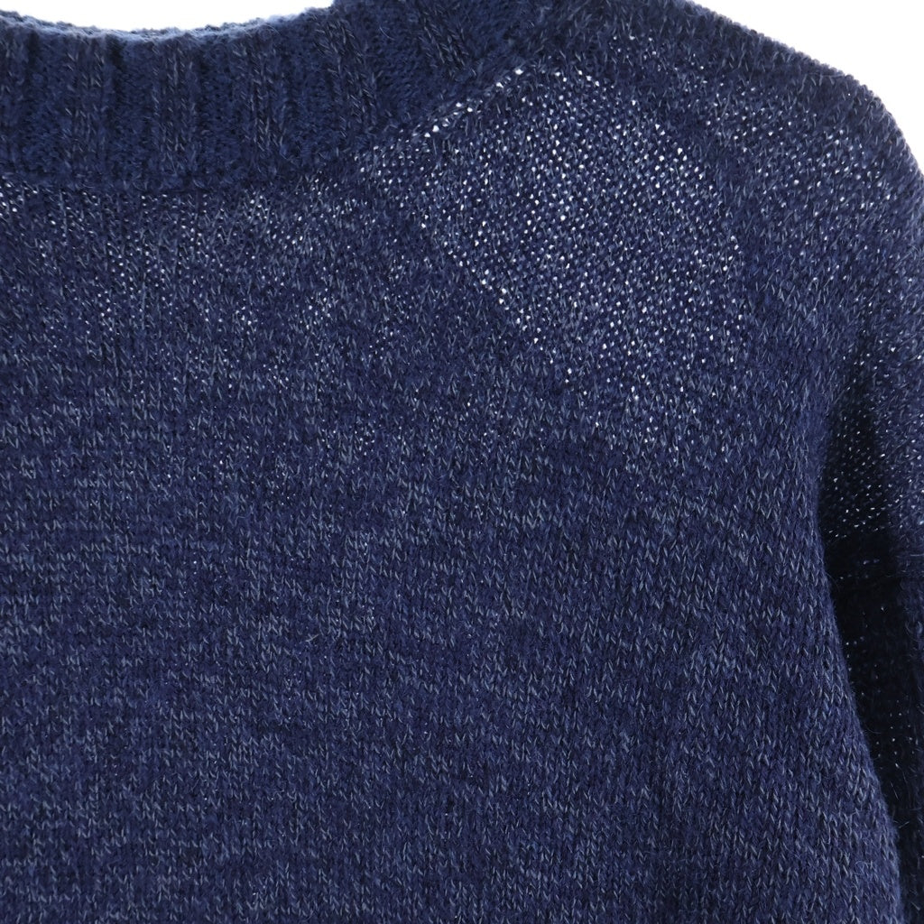 Yohji Yamamoto POUR HOMME(ヨウジヤマモト プールオム) 22AW 5G PLATING RIB DROP NEEDLE プレーティング リブドロップ クルーネック ニットセーター ブルー HE-K31-986
