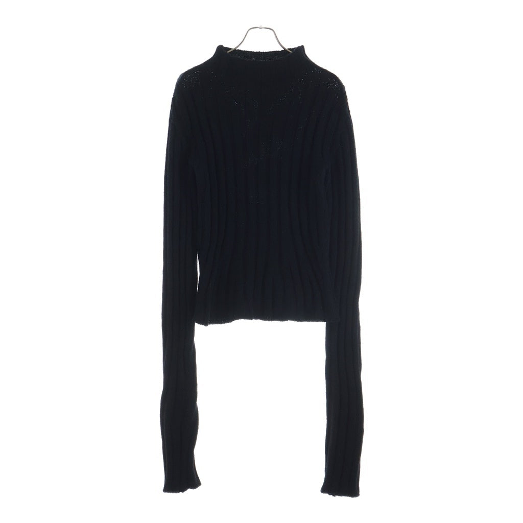 ANN DEMEULEMEESTER(アンドゥムルメステール) Warr Rib Sweater ヴァール リブハイネックセーター ニット ブラック B0011663KN026099