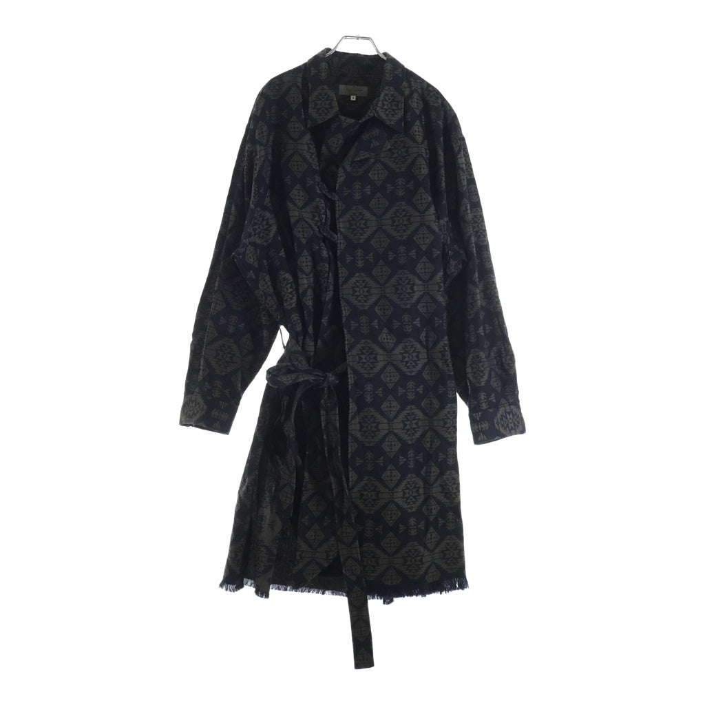 Yohji Yamamoto POUR HOMME(ヨウジヤマモト プールオム) 左二重柄ガウンBコート 総柄ロングコート ブラウン HJ-B66-015