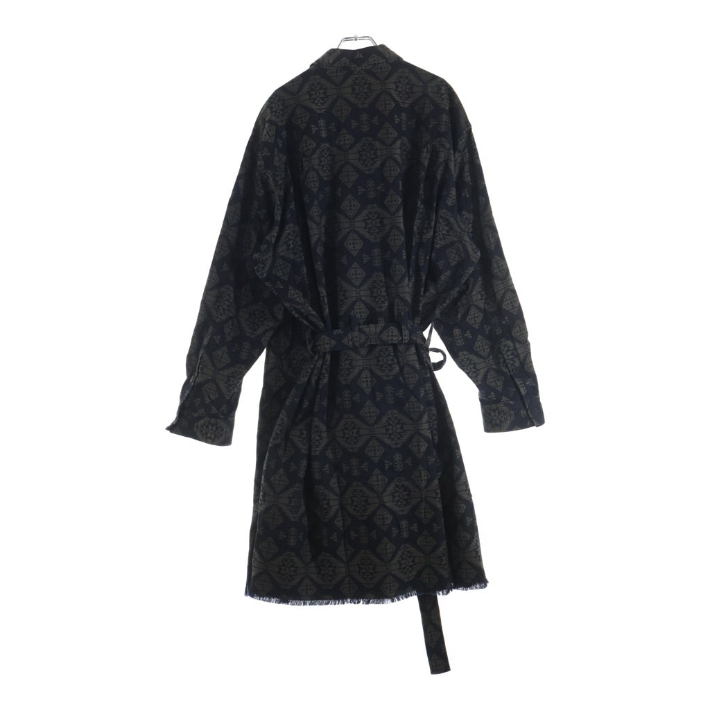 Yohji Yamamoto POUR HOMME(ヨウジヤマモト プールオム) 左二重柄ガウンBコート 総柄ロングコート ブラウン HJ-B66-015