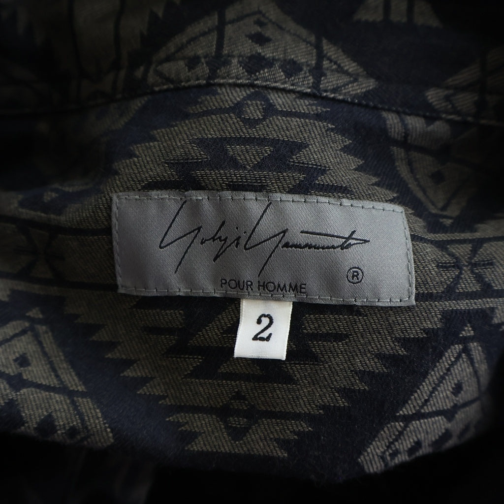 Yohji Yamamoto POUR HOMME(ヨウジヤマモト プールオム) 左二重柄ガウンBコート 総柄ロングコート ブラウン HJ-B66-015