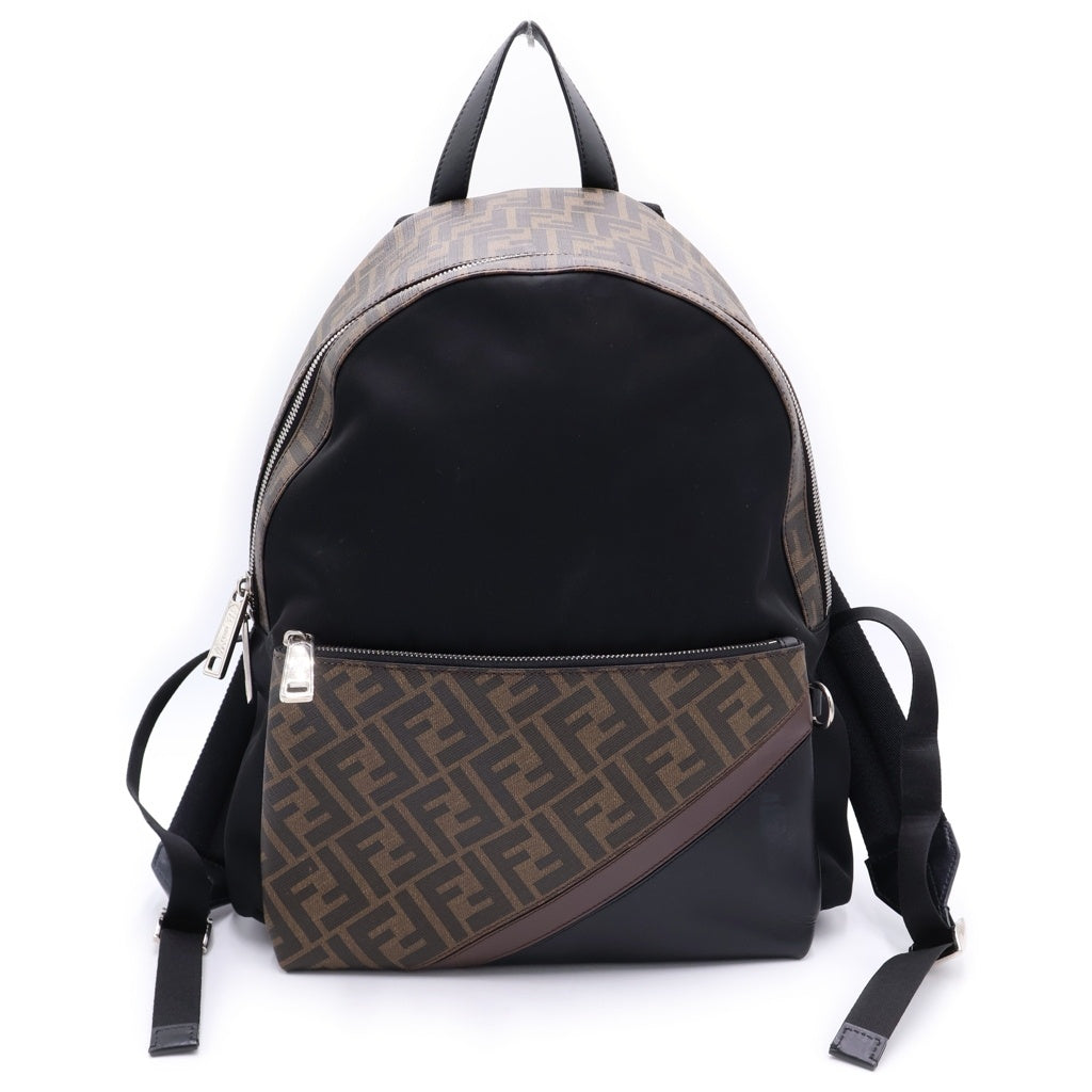 FENDI(フェンディ) ズッカ柄 バックパック リュック ブラウン/ブラック 7VZ042 レディース