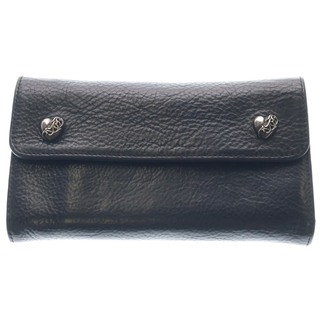 CHROME HEARTS(クロムハーツ) WAVE ウェーブ ハートボタン レザーウォレット 財布 ブラック